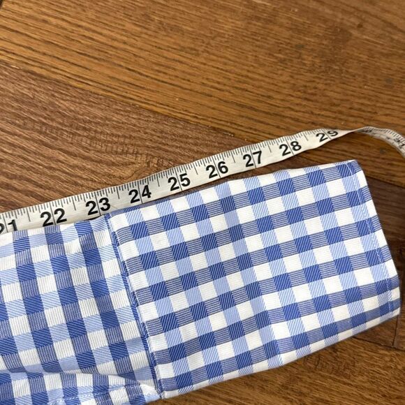David Donahue blue gingham cuff dress shirt trim fit size large - Picture 9 of 10